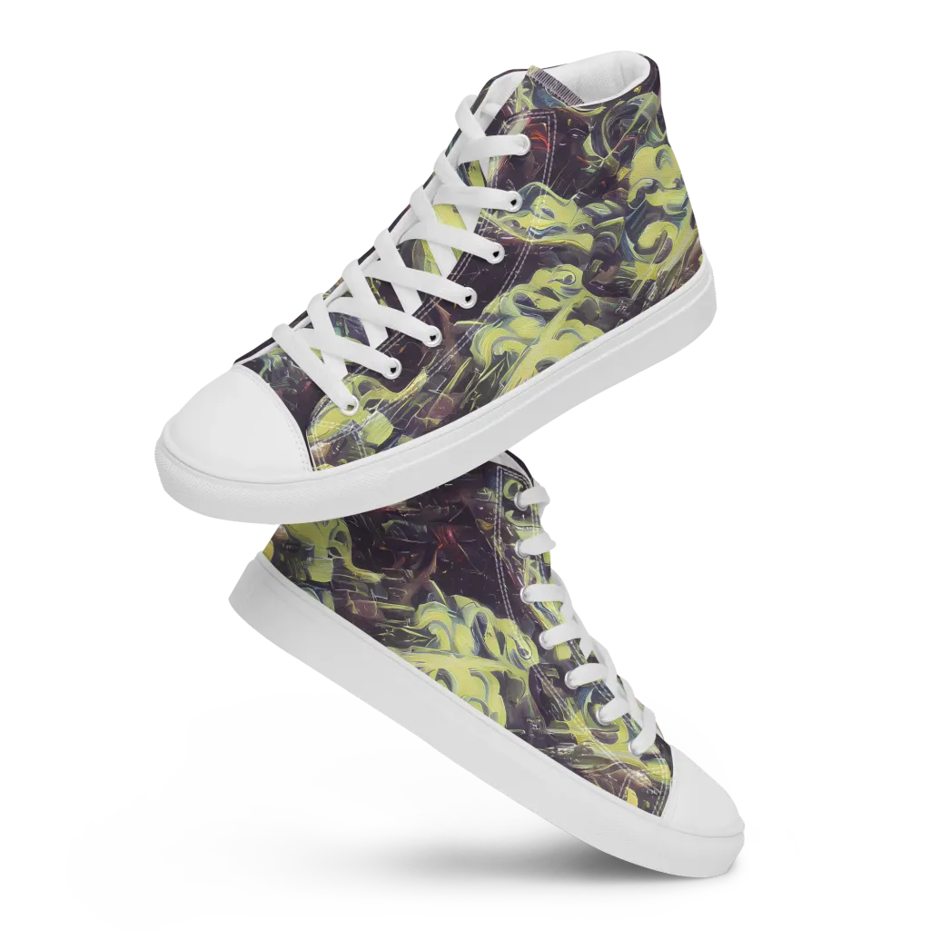Vortex Garden on Men's High Top Canvas Shoes — Front