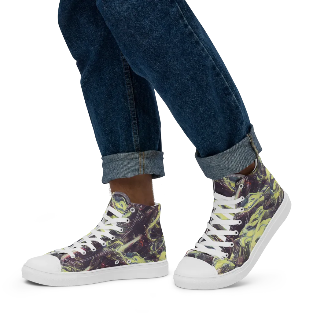 Vortex Garden on Men's High Top Canvas Shoes — Left