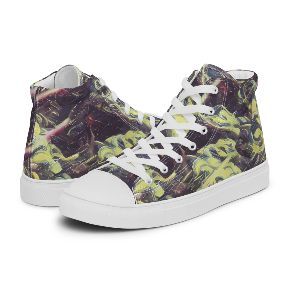 Vortex Garden on Women's High Top Canvas Shoes — Left