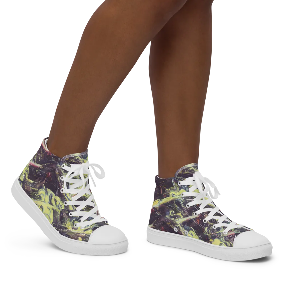 Vortex Garden on Women's High Top Canvas Shoes — Right