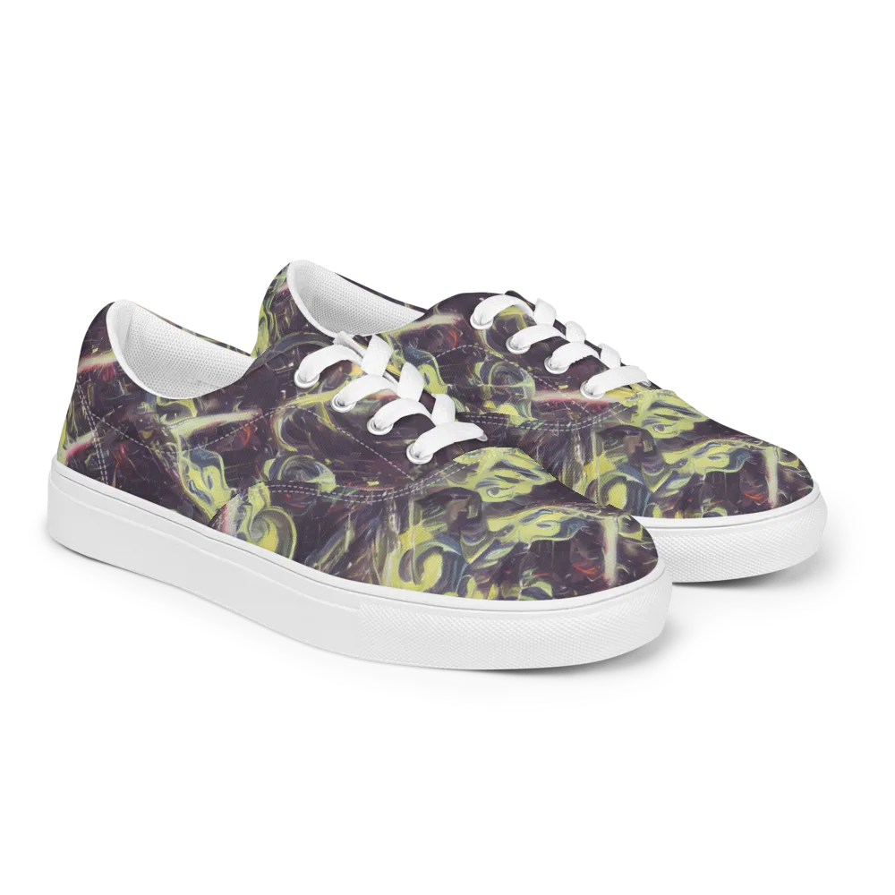 Vortex Garden on Men's Lace-Up Canvas Shoes — Right Front