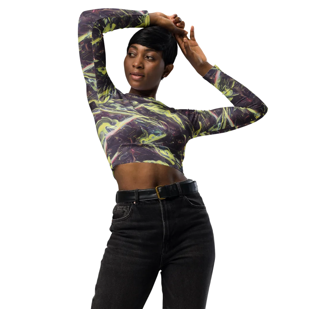 Vortex Garden on Long Sleeve Crop Top — Front