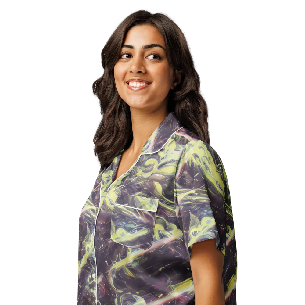 Vortex Garden on Women's Short Sleeve Pajama Top — Left Front