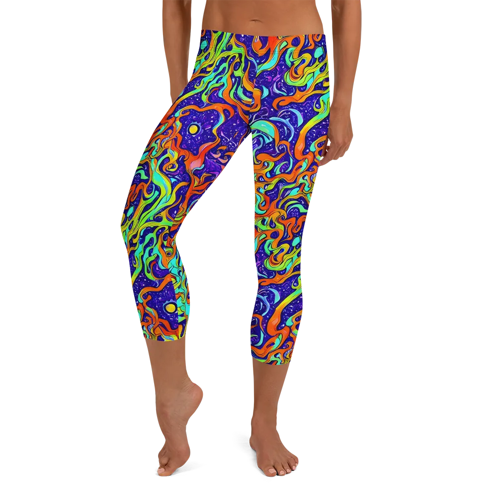 Lava Lagoon on Capri Leggings — Front