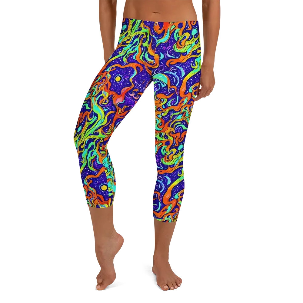 Lava Lagoon on Capri Leggings — Front