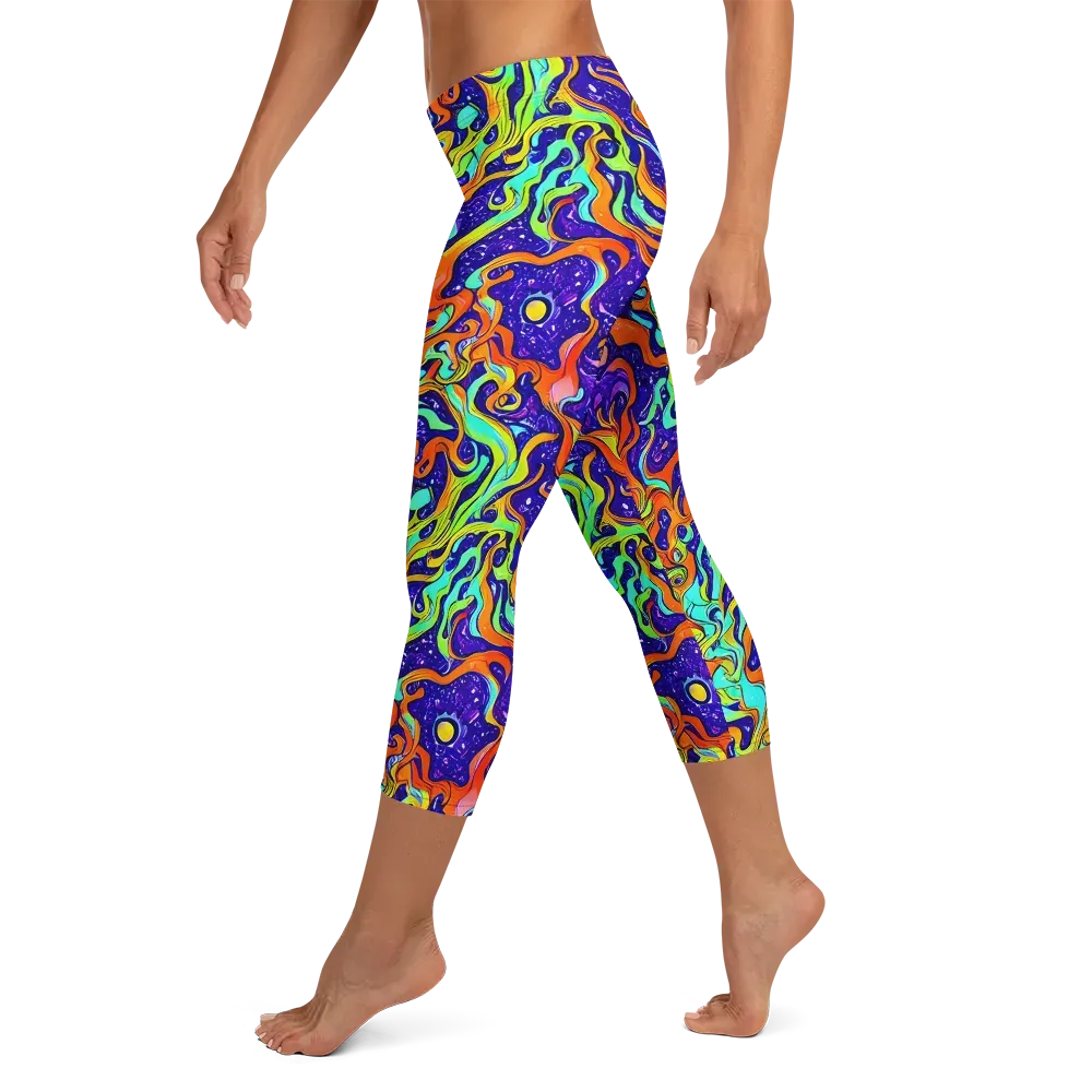 Lava Lagoon on Capri Leggings — Left
