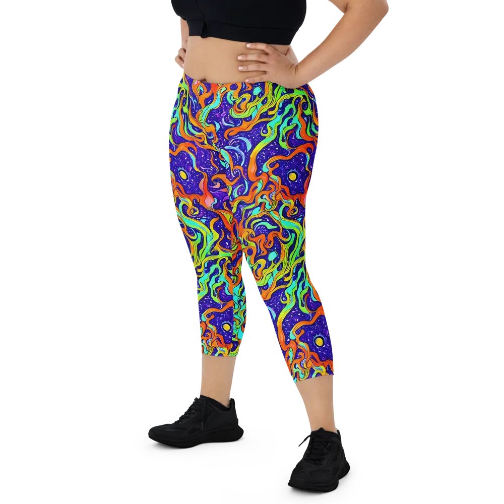 Lava Lagoon on Capri Leggings — Front