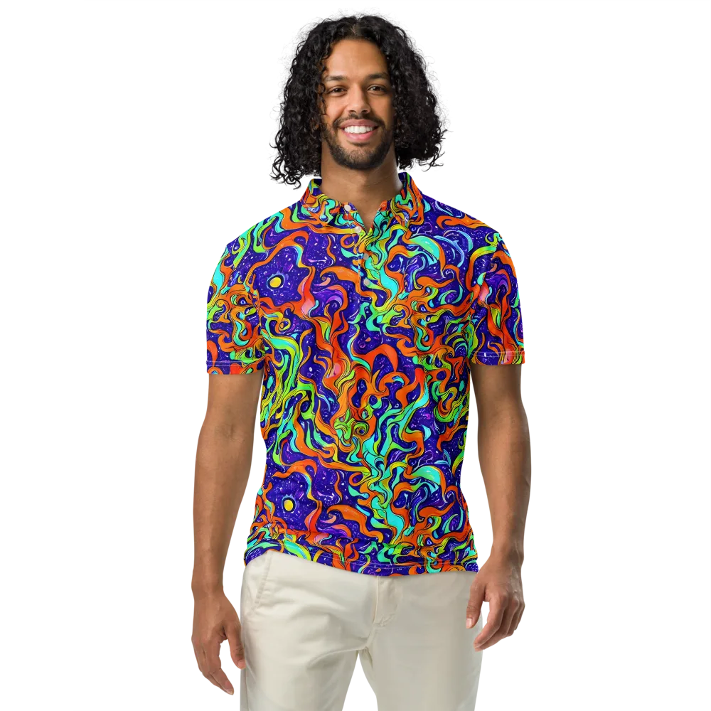 Lava Lagoon on Men's Slim Fit Polo Shirt — Front