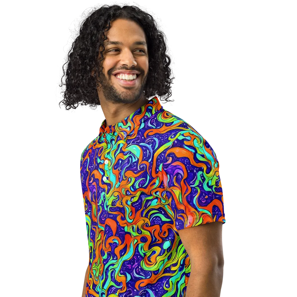 Lava Lagoon on Men's Slim Fit Polo Shirt — Left Front