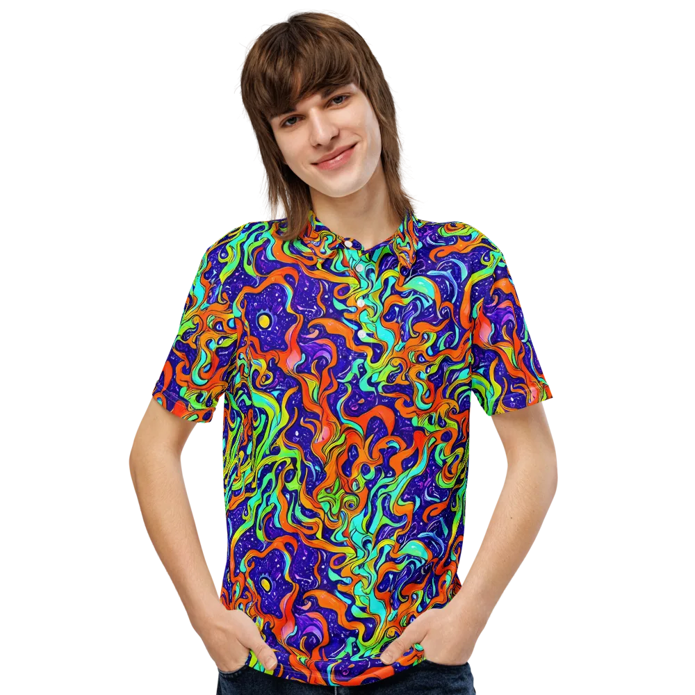 Lava Lagoon on Men's Slim Fit Polo Shirt — Front