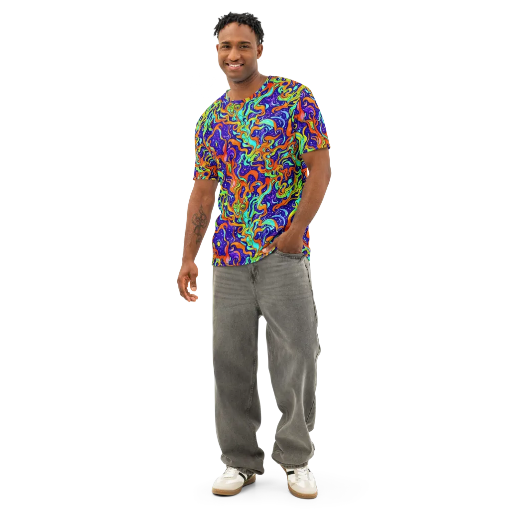 Lava Lagoon on Men's Cotton Crew Neck T-Shirt — Front