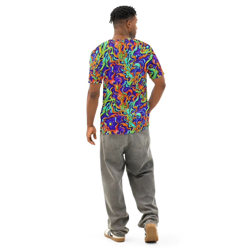 Lava Lagoon on Men's Cotton Crew Neck T-Shirt — Back