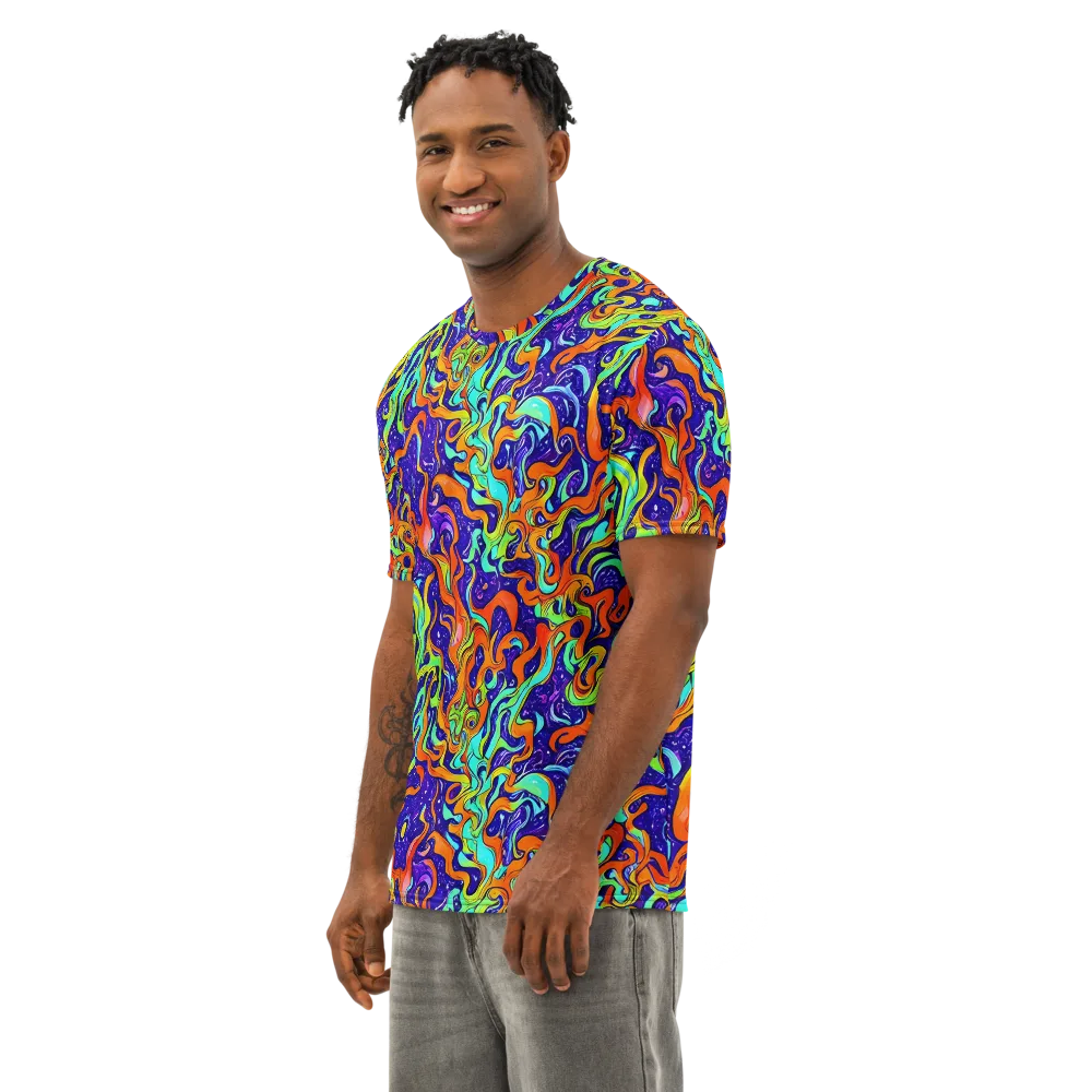 Lava Lagoon on Men's Cotton Crew Neck T-Shirt — Left Front