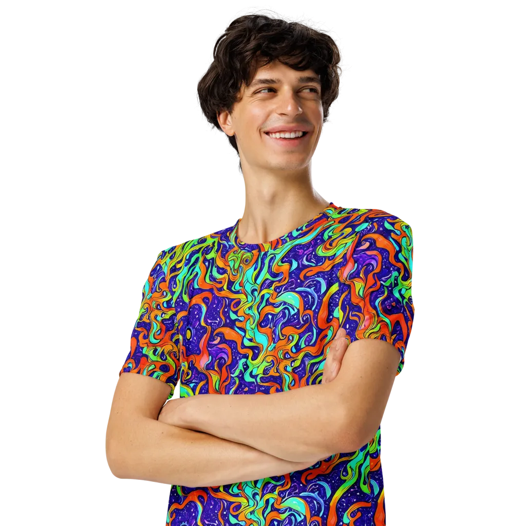 Lava Lagoon on Men's Crew Neck T-Shirt — Left Front