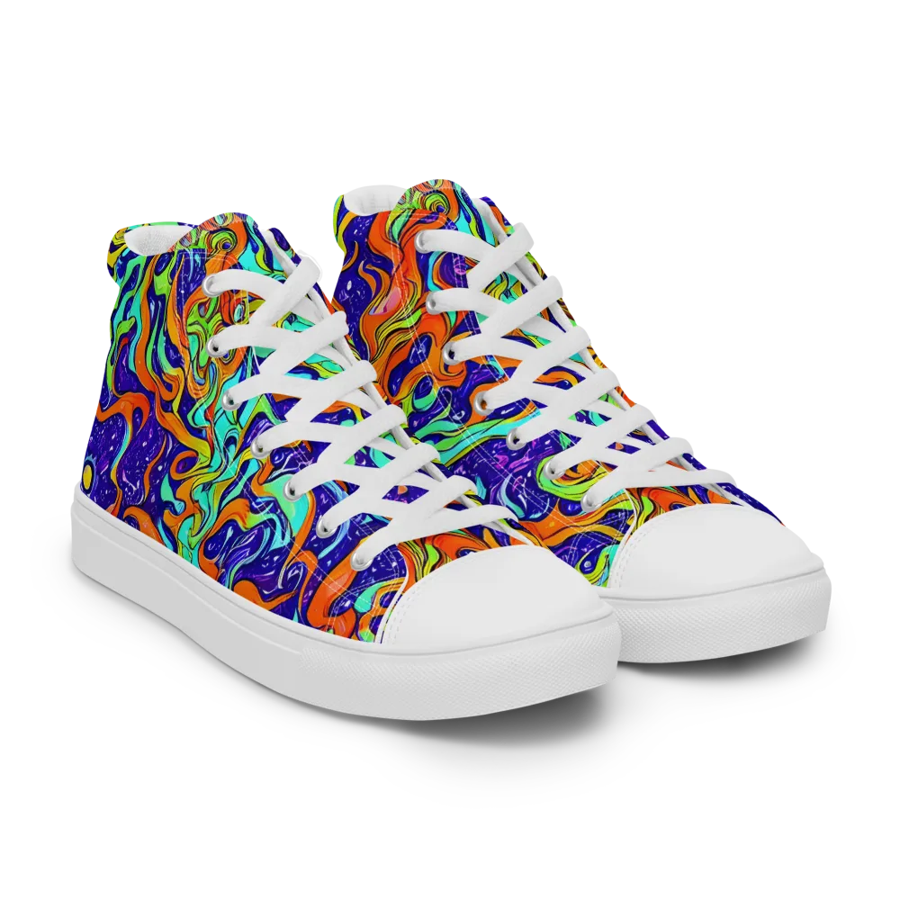 Lava Lagoon on Men's High Top Canvas Shoes — Right Front