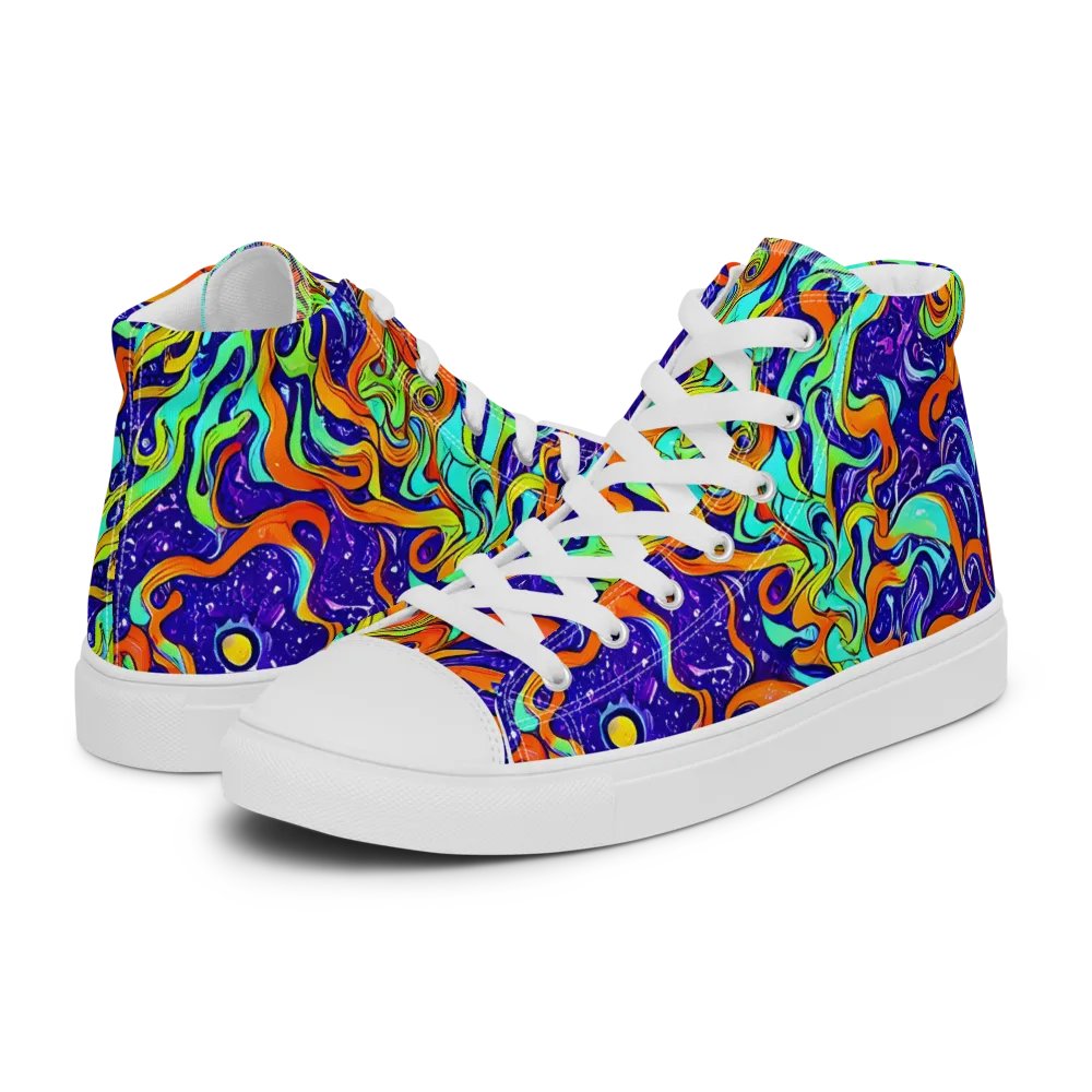 Lava Lagoon on Men's High Top Canvas Shoes — Left