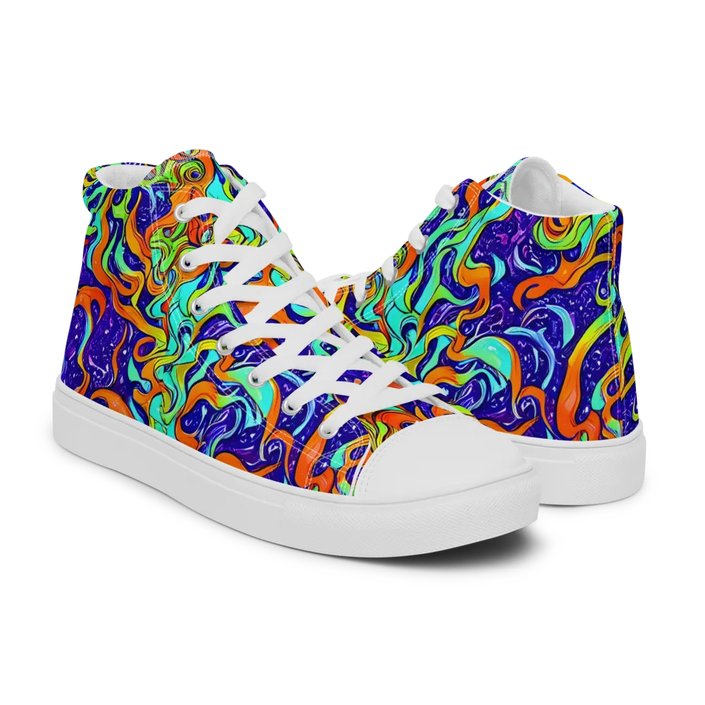 Lava Lagoon on Men's High Top Canvas Shoes — Right