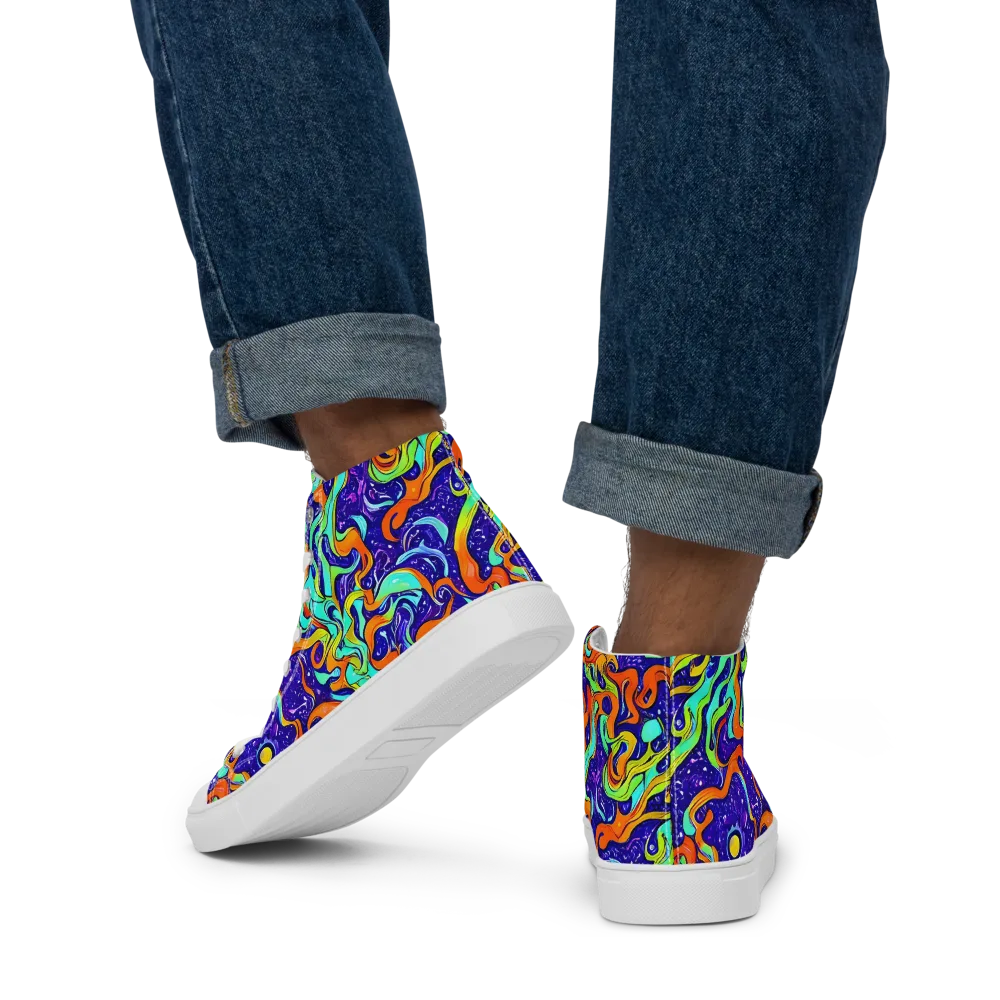 Lava Lagoon on Men's High Top Canvas Shoes — Back