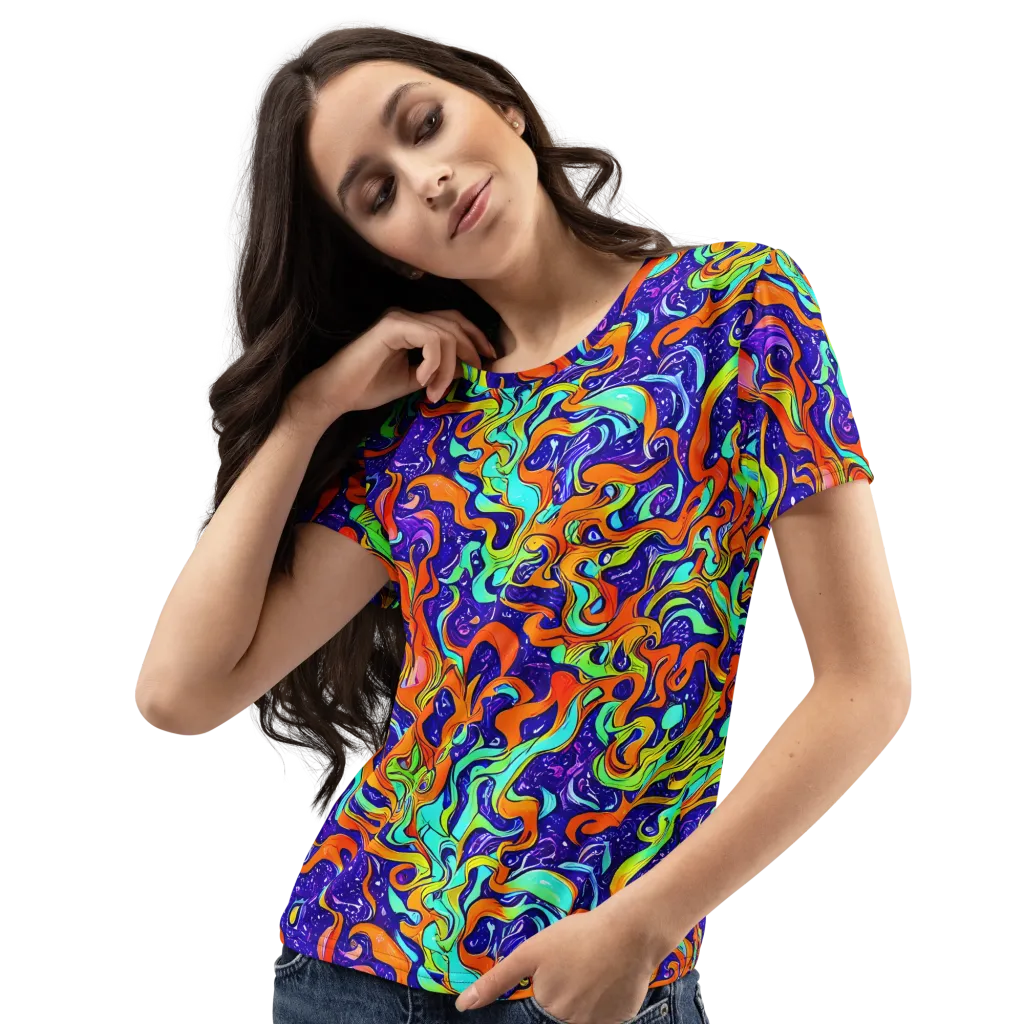 Lava Lagoon on Women's Crew Neck T-Shirt — Left Front