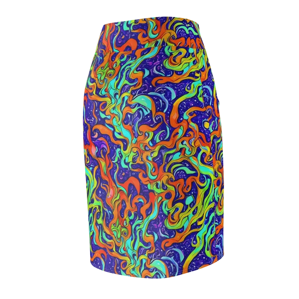 Lava Lagoon on Pencil Skirt — Back Side