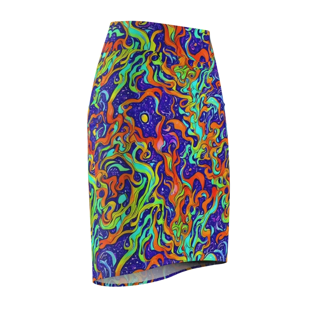 Lava Lagoon on Pencil Skirt — Front Side