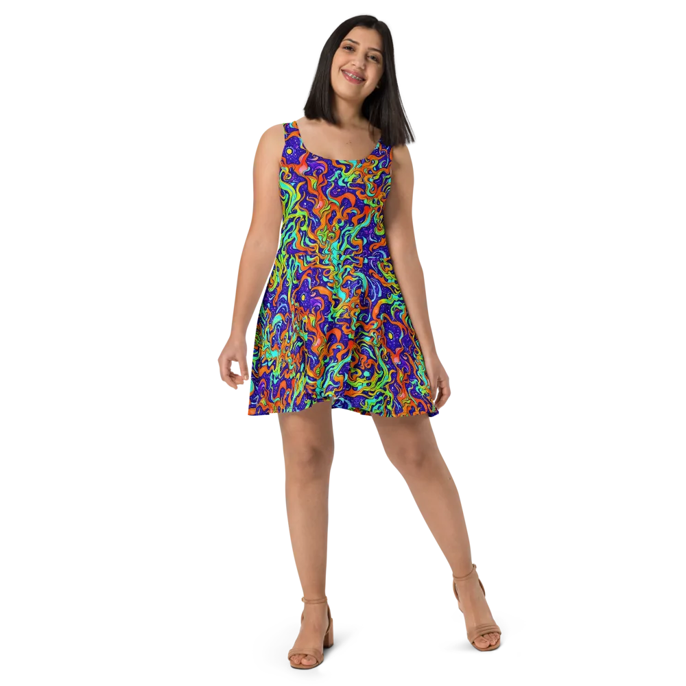 Lava Lagoon on Skater Dress — Front