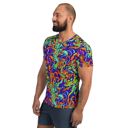 Lava Lagoon on a Men's Athletic T-Shirt