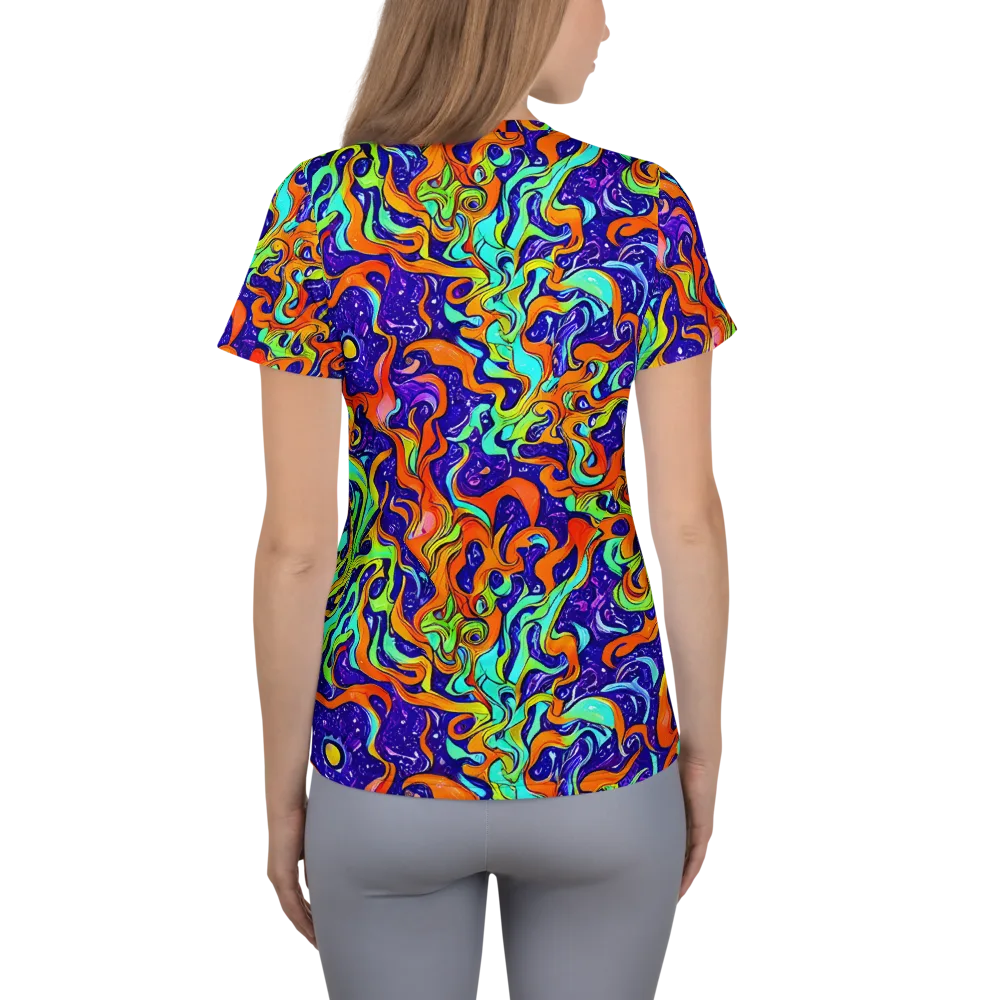 Lava Lagoon on Women's Athletic T-Shirt — Back
