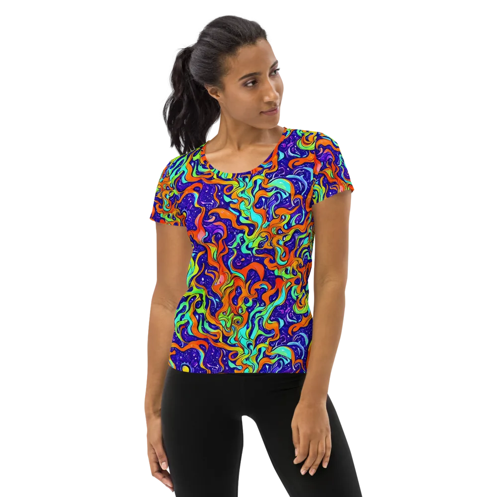 Lava Lagoon on Women's Athletic T-Shirt — Front