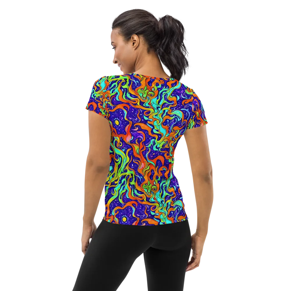 Lava Lagoon on Women's Athletic T-Shirt — Back