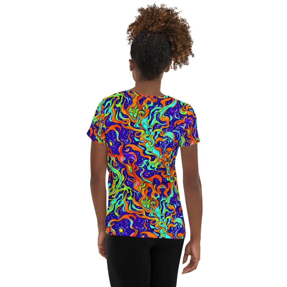 Lava Lagoon on Women's Athletic T-Shirt — Back