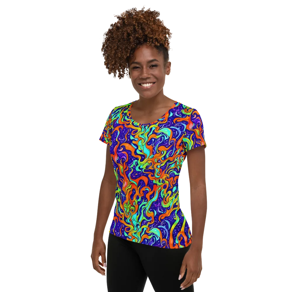Lava Lagoon on Women's Athletic T-Shirt — Left
