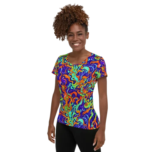 Lava Lagoon on a Women's Athletic T-Shirt