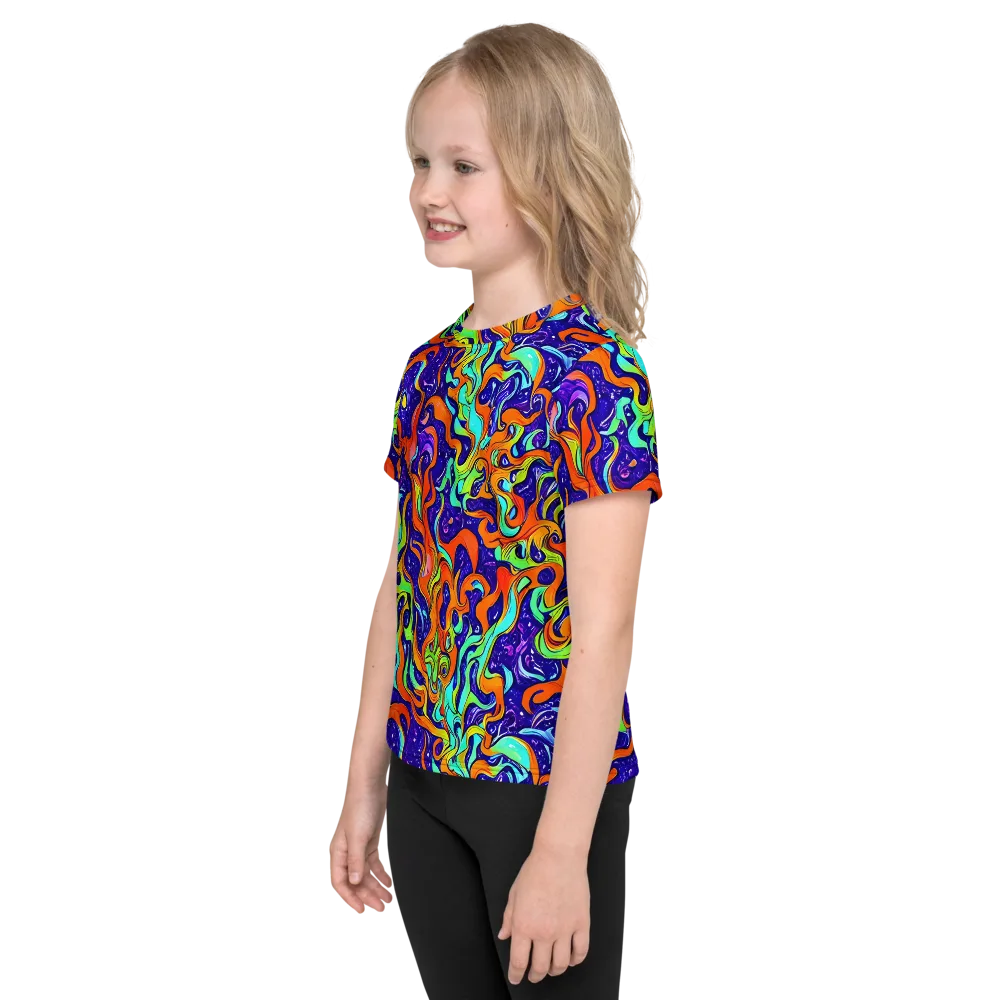 Lava Lagoon on Kids Crew Neck T-Shirt — Left