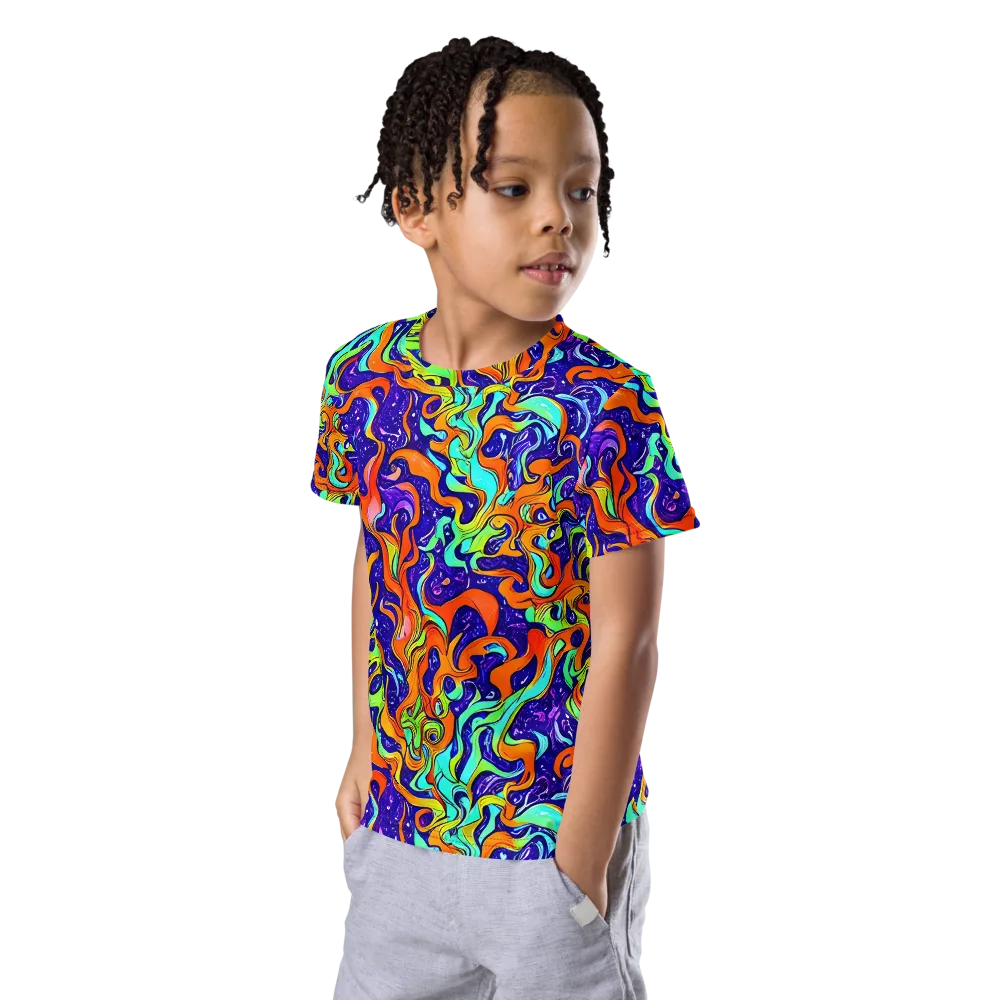Lava Lagoon on Kids Crew Neck T-Shirt — Left Front