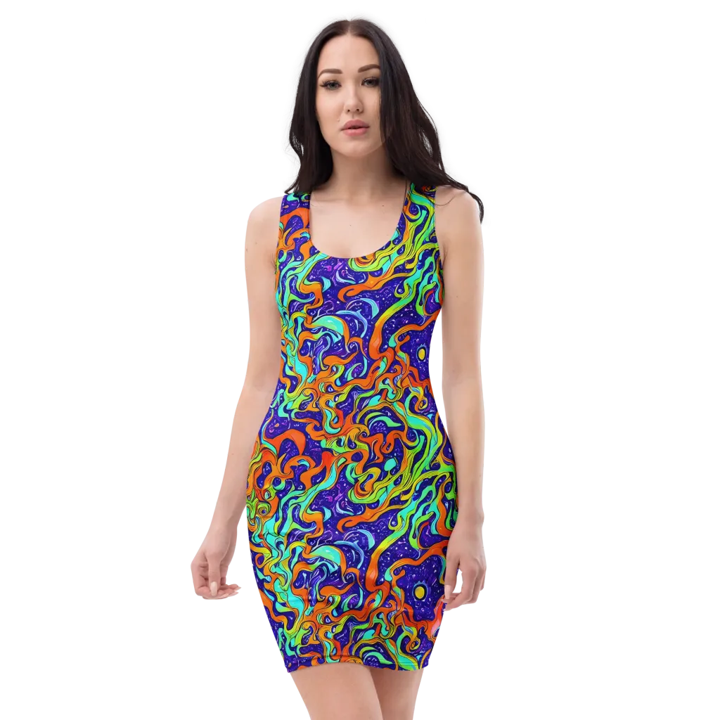 Lava Lagoon on Bodycon Dress — Front