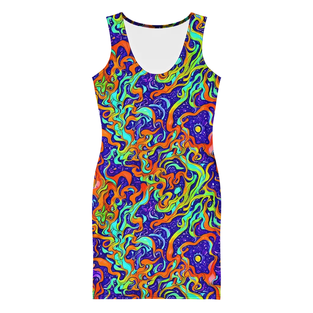 Lava Lagoon on Bodycon Dress — Front
