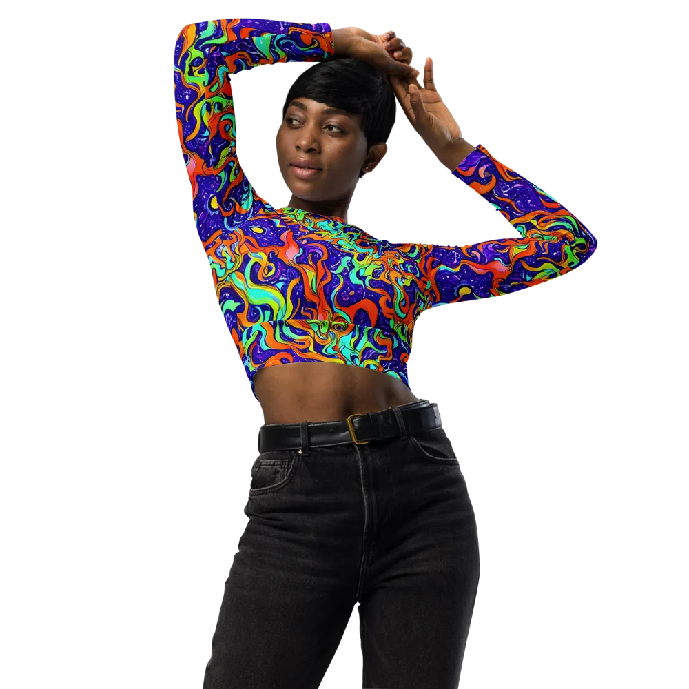Lava Lagoon on Long Sleeve Crop Top — Front