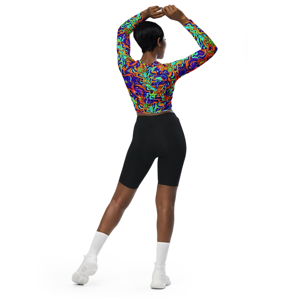 Lava Lagoon on Long Sleeve Crop Top — Back