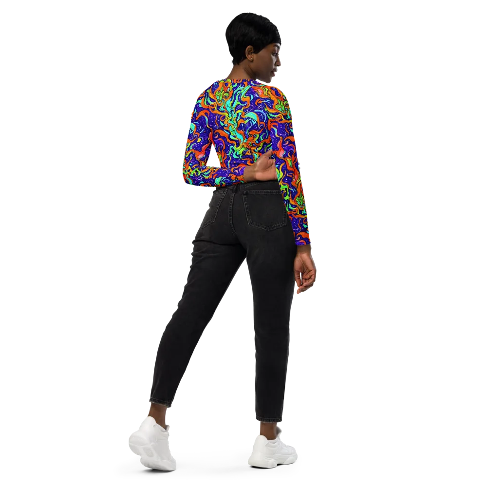 Lava Lagoon on Long Sleeve Crop Top — Right Back