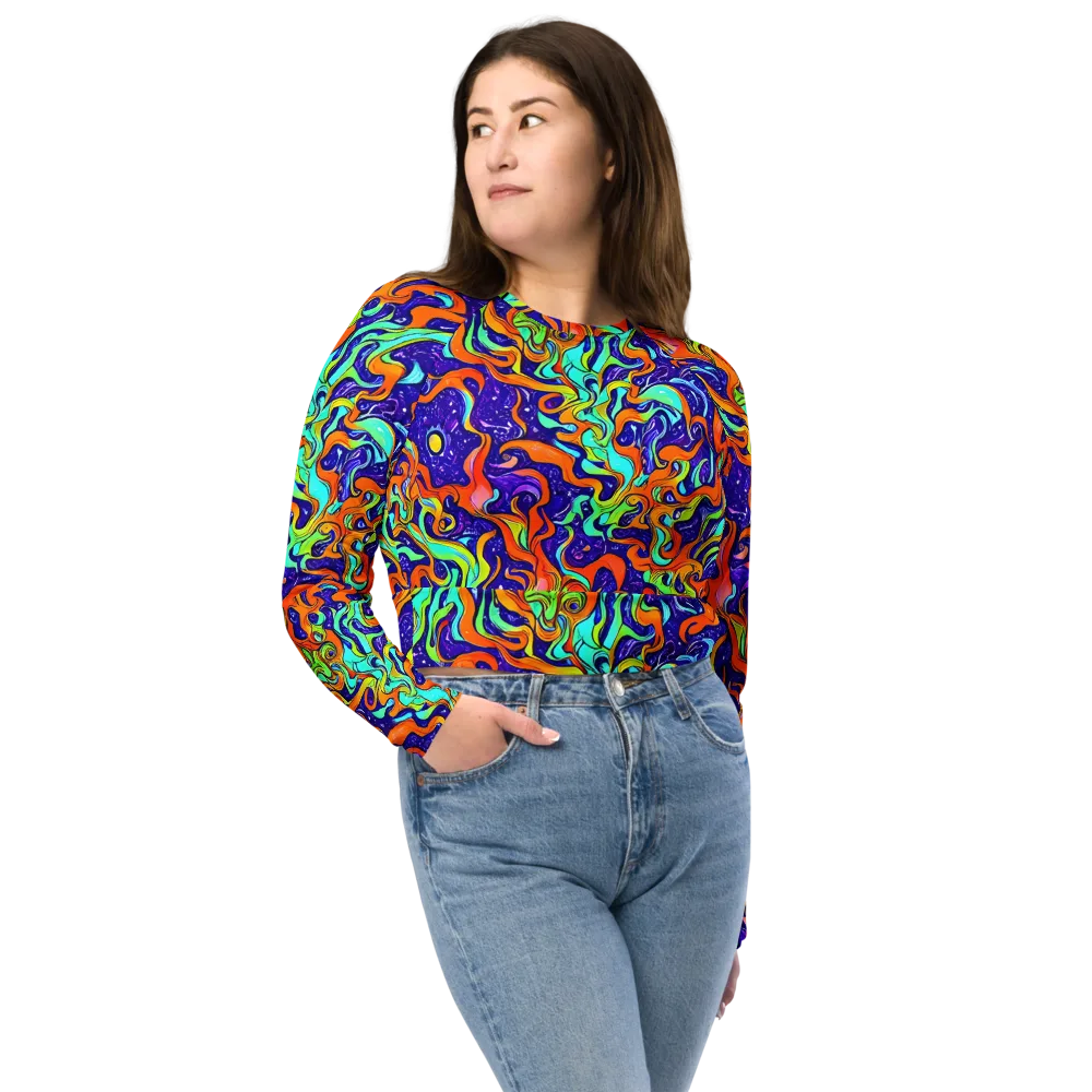 Lava Lagoon on Long Sleeve Crop Top — Front