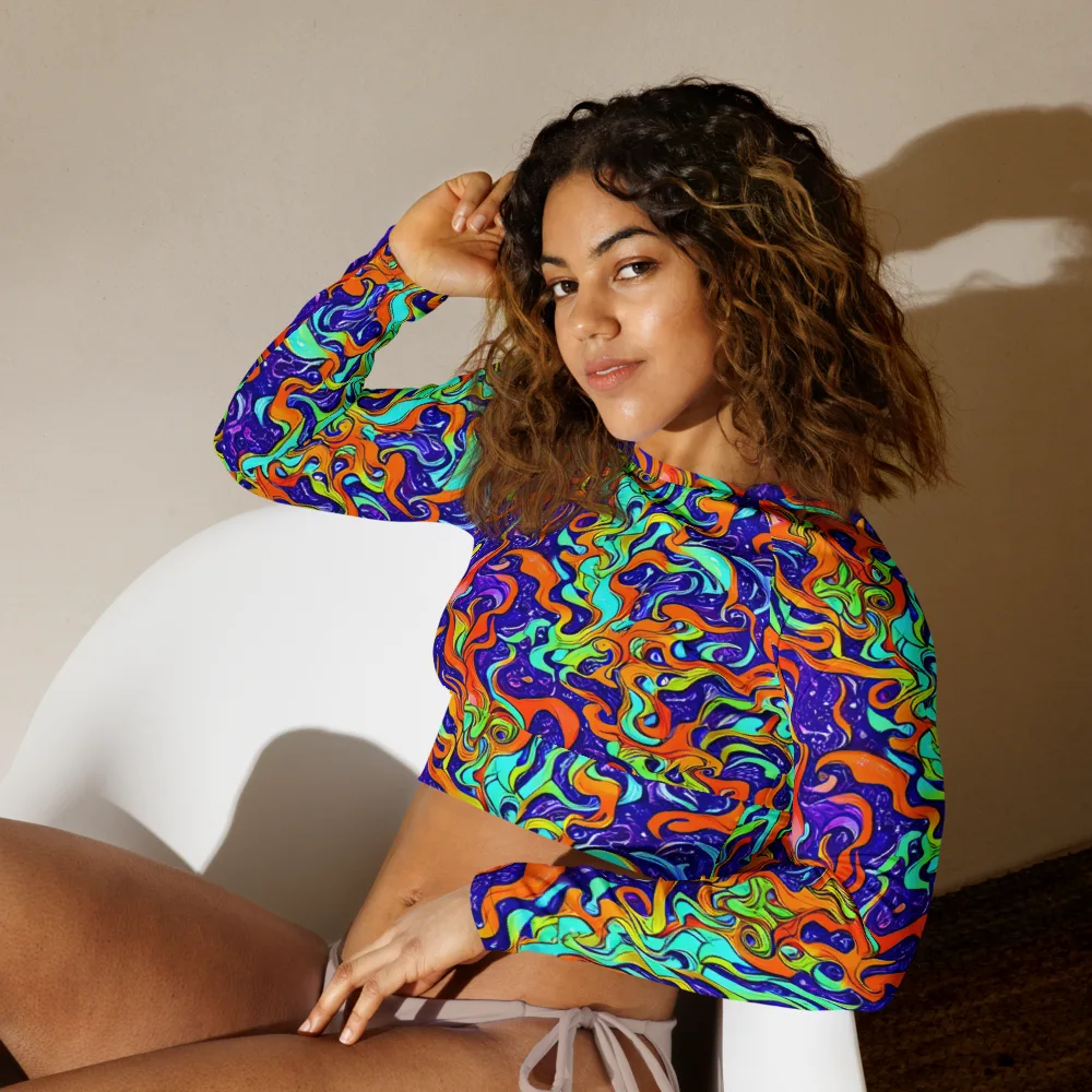 Lava Lagoon on Long Sleeve Crop Top — Left Front