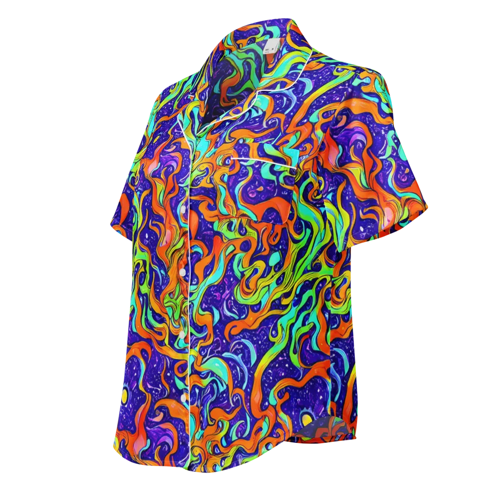 Lava Lagoon on Women's Short Sleeve Pajama Top — Left Front