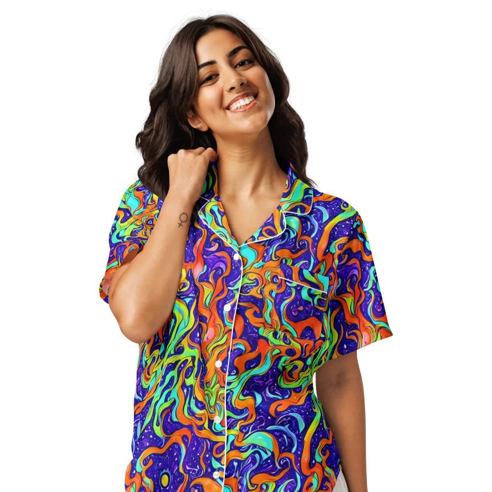 Lava Lagoon on Women's Short Sleeve Pajama Top — Front