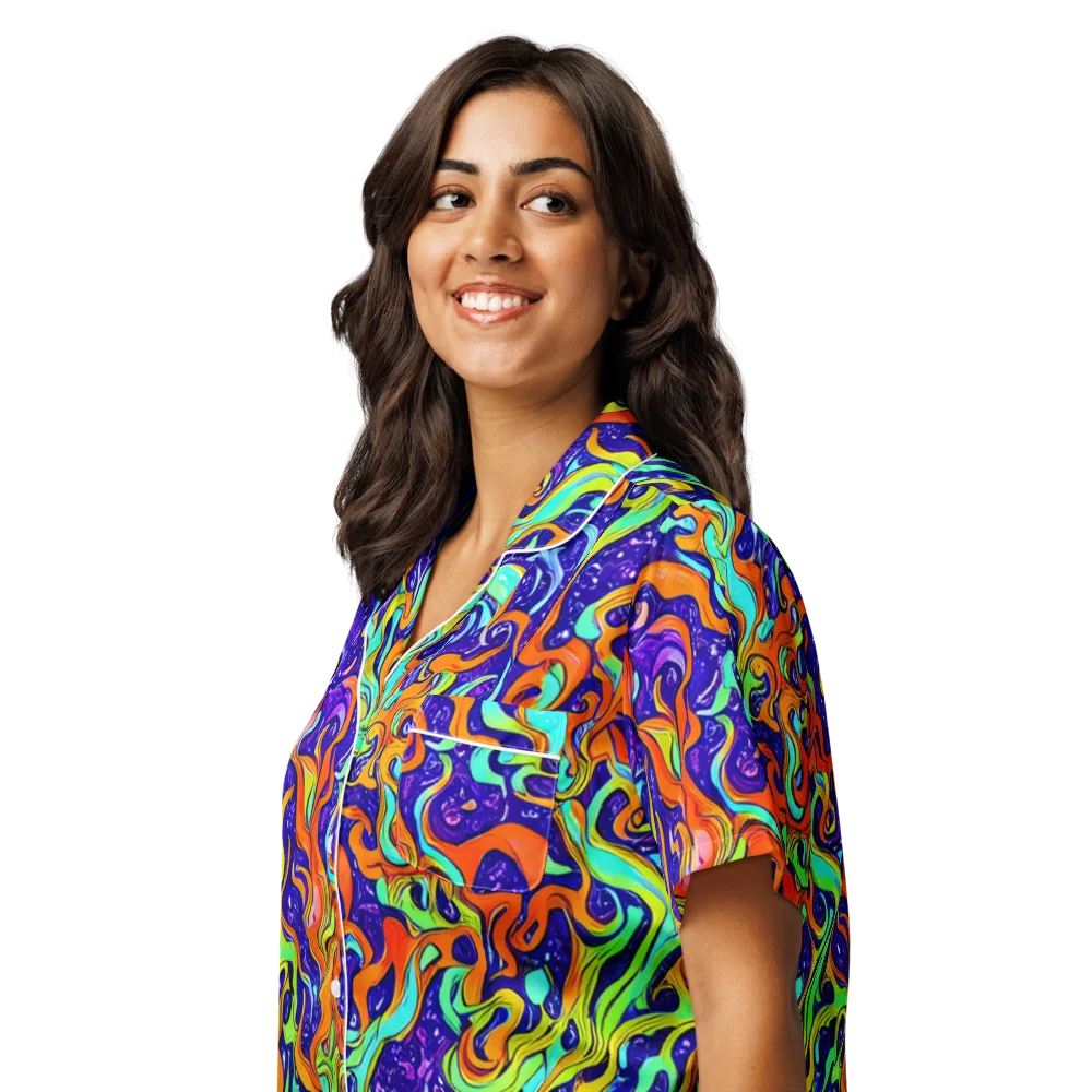 Lava Lagoon on Women's Short Sleeve Pajama Top — Left Front