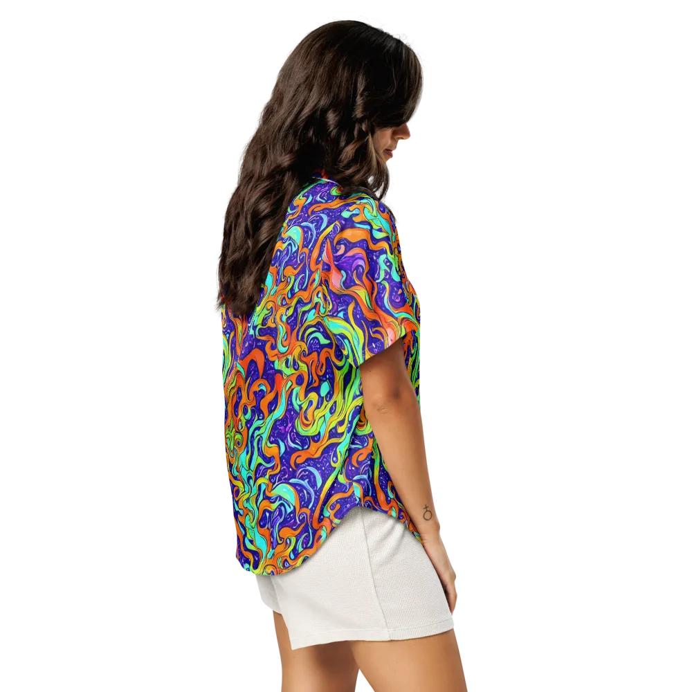 Lava Lagoon on Women's Short Sleeve Pajama Top — Right Back