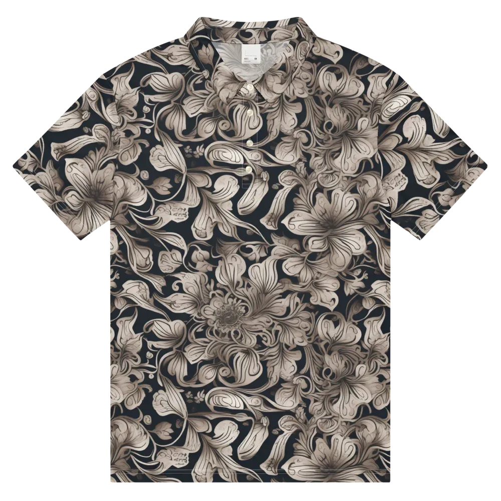 Sepia Bloom on Men's Slim Fit Polo Shirt — Front