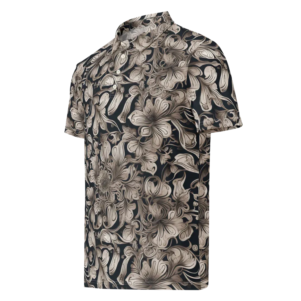 Sepia Bloom on Men's Slim Fit Polo Shirt — Left Front