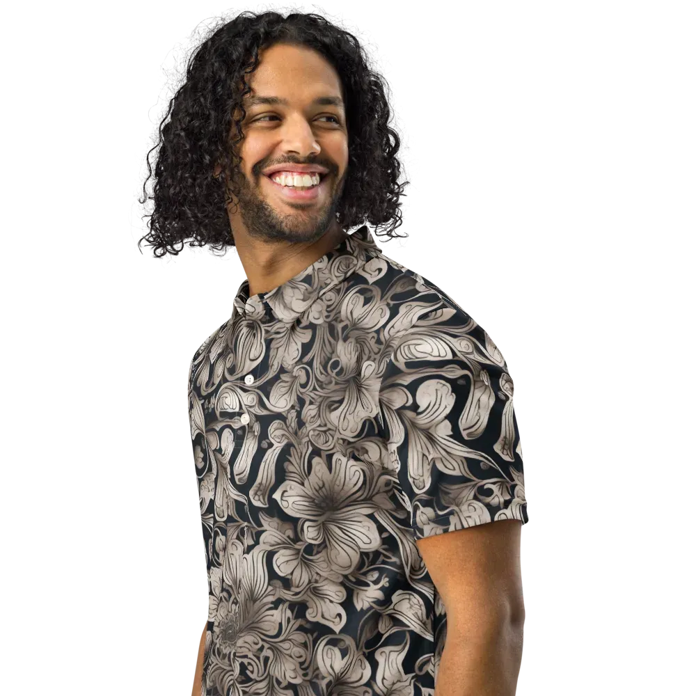 Sepia Bloom on Men's Slim Fit Polo Shirt — Left Front