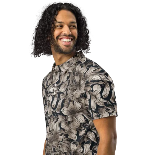 Sepia Bloom on a Men's Slim Fit Polo Shirt